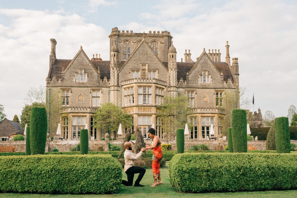 Romantic proposal at Tortworth Court captured by Gloucestershire wedding photographer