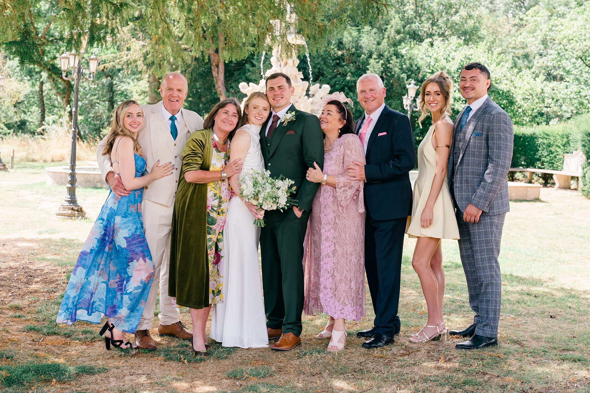Couple with family group at Berwick Lodge, Bristol intimate wedding photography
